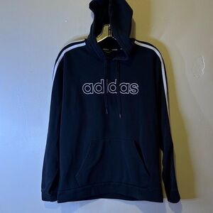 Adidas Black Hoodie with White Stripes